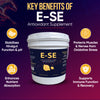 Nutra Cell E-SE infographic highlighting key equine benefits: antioxidant defense, faster recovery, stronger immunity, and hindgut support.